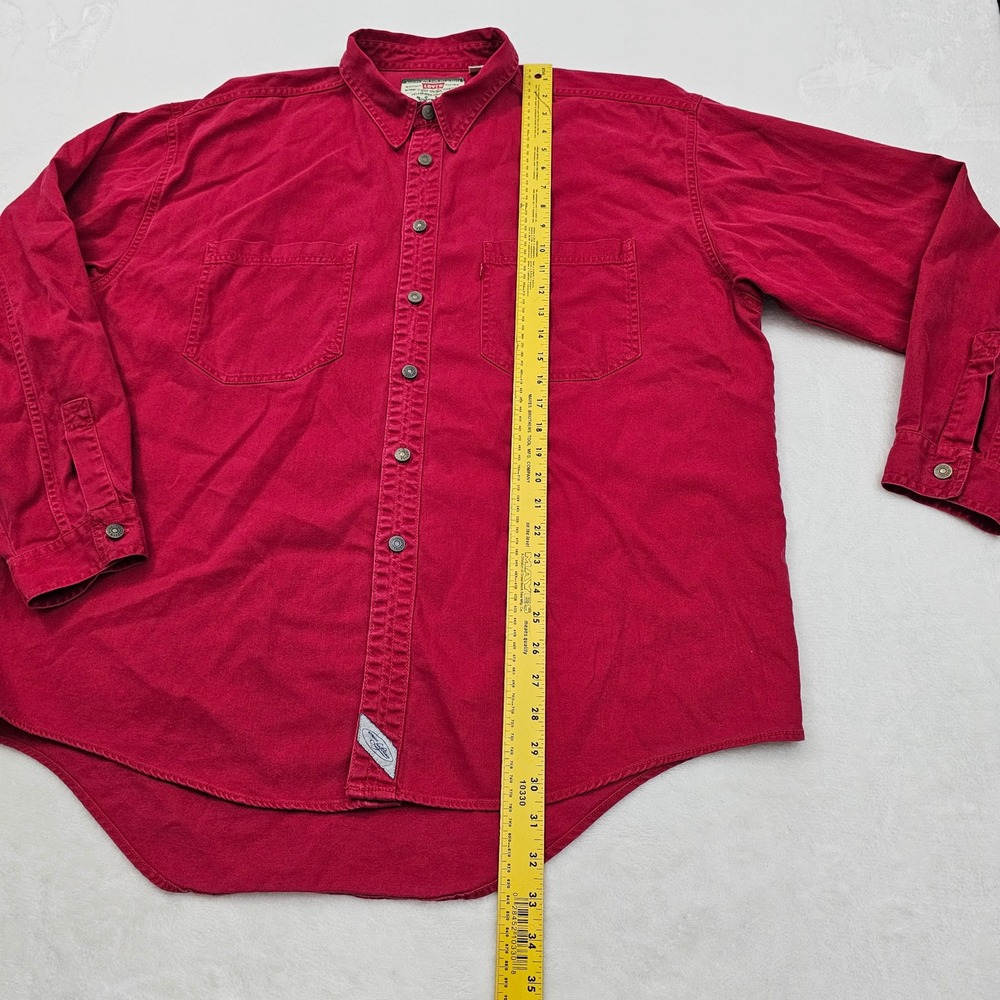 Levi's Button Down Shirt Mens XL Red Canvas Workwear Utility Vintage Western - Picture 5 of 9